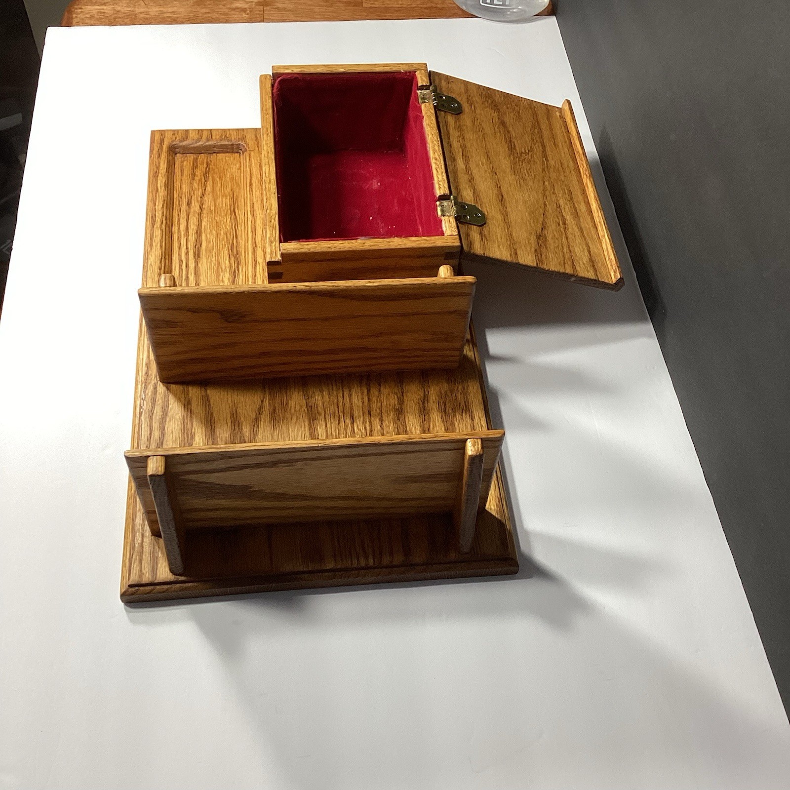 OOAK Handmade Vintage Mid Century Modern Solid Wood Desk Organizer W/ Box