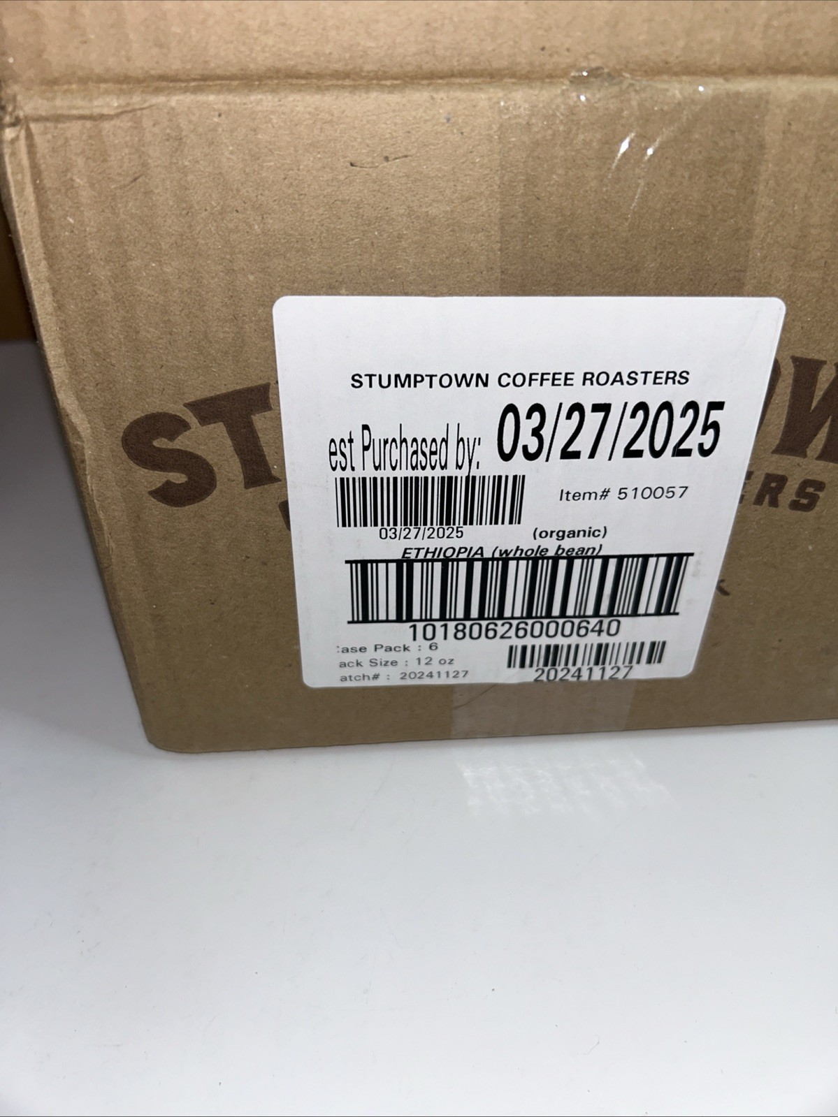 (6) Stumptown Coffee Roasters Ethiopia Whole Bean Coffee 12oz PLEASE REVIEW