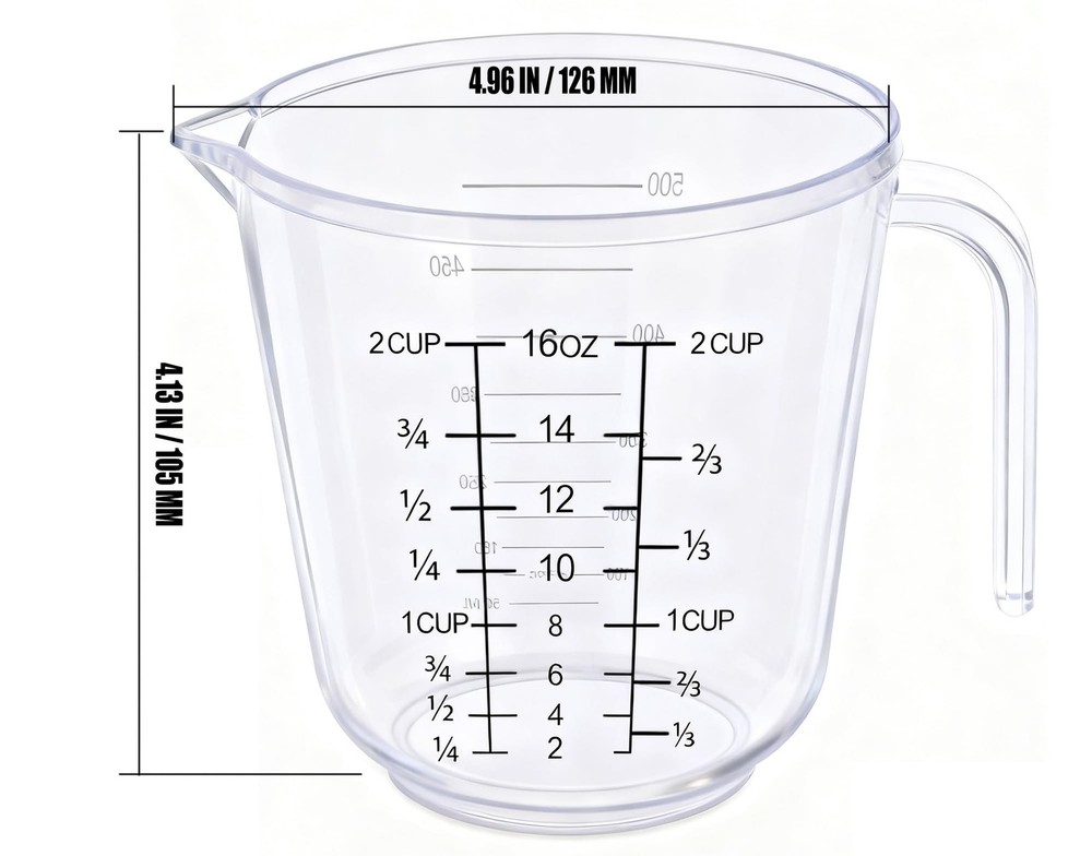 Measuring Cup, 2 Cup, Clear