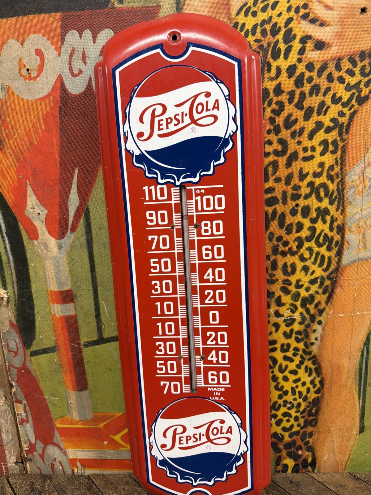 VINTAGE PEPSI COLA THERMOMETER SIGN COCA COLA 7UP PEPSI ORANGE CRUSH DR PEPPER
