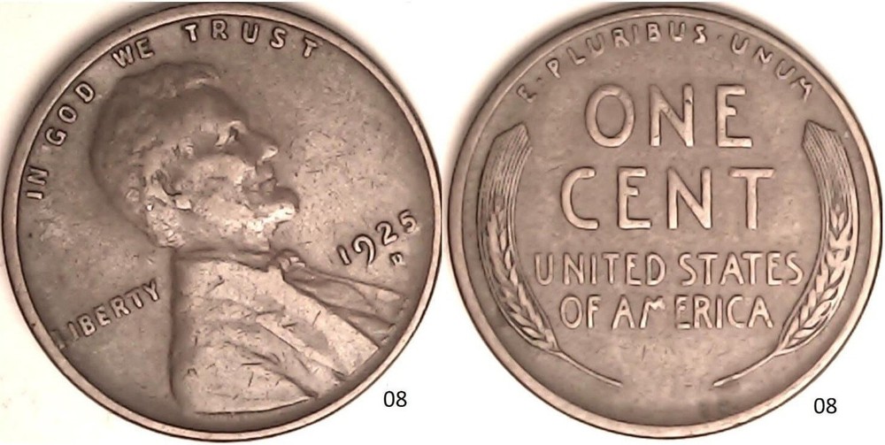 1925 D Lincoln Wheat Cent Rotated Dies - ERROR