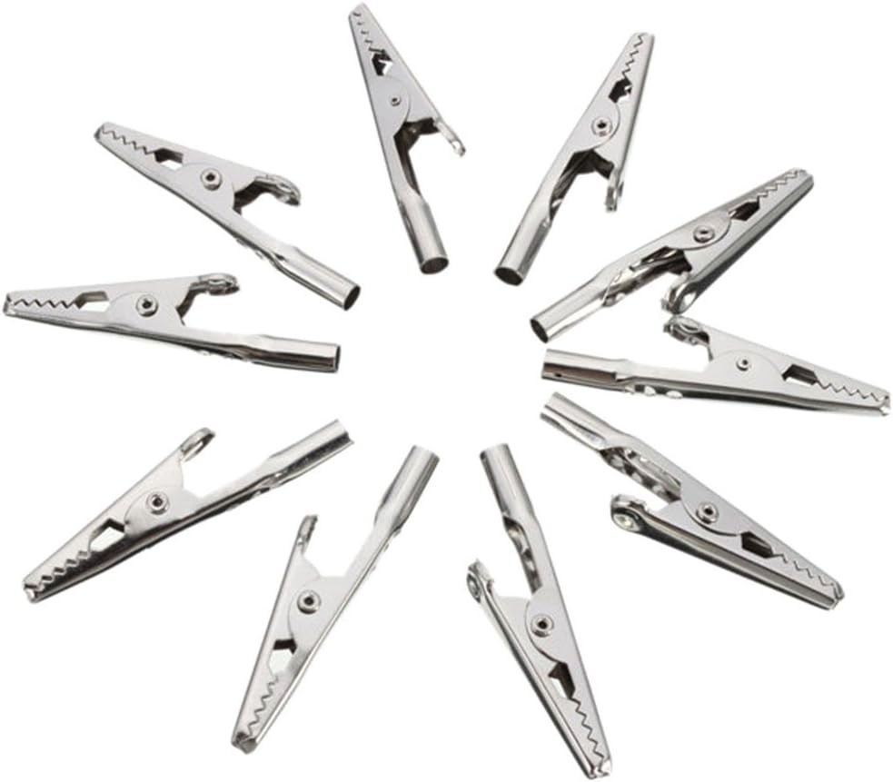 10-Pack 51mm Stainless Steel Alligator Clips for Electronic Testing