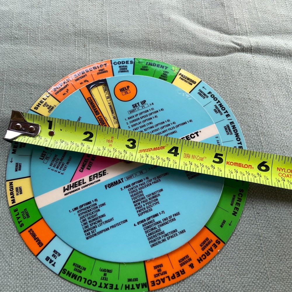 Wordperfect Version 5.0 Wheel Ease Quick Reference Guide Card Dial 1989 2 Sided