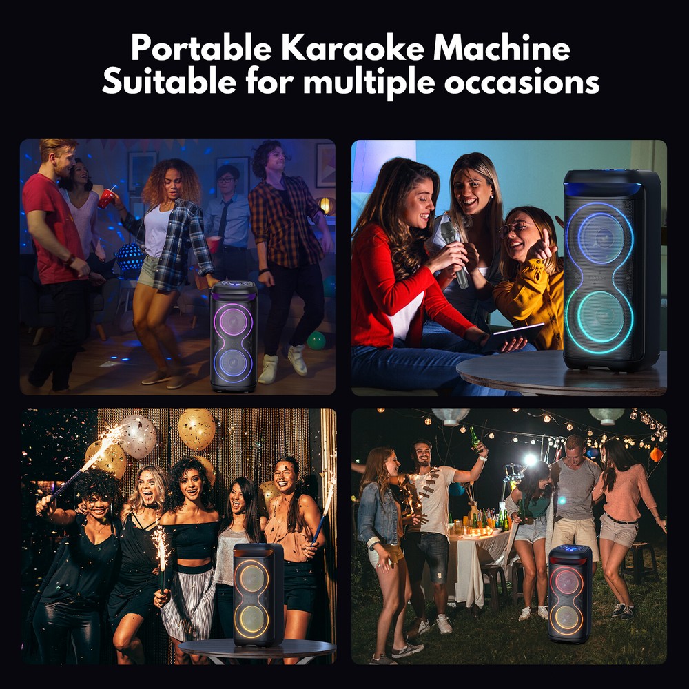 JYX Karaoke Machine System with 2 Microphones +Remote Control Bluetooth Speaker