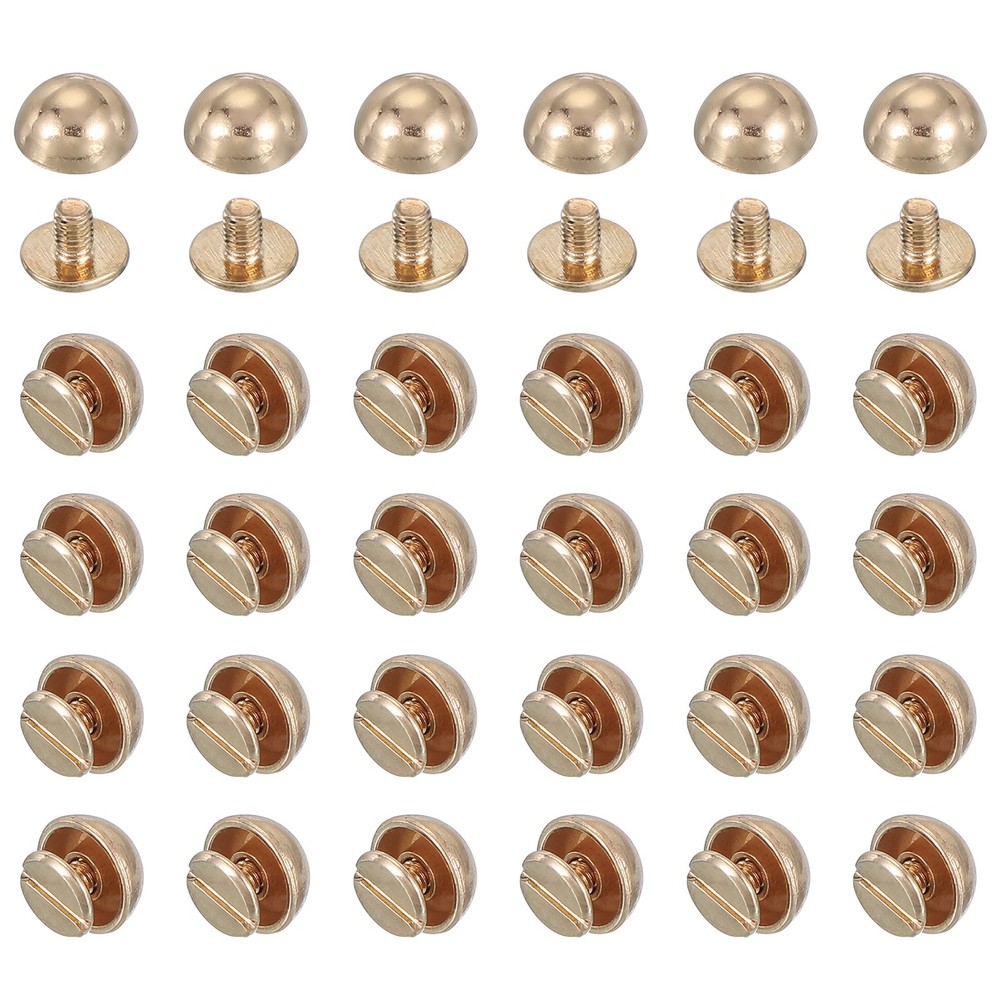 5/16" Dome Spikes Studs, 100 Sets Nailhead Screw Back Rivets, Light Gold