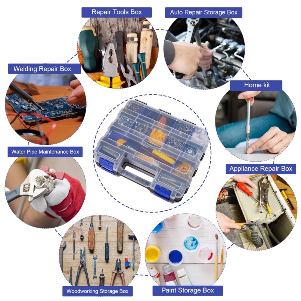Blue Hardware Organizer with Removable Dividers