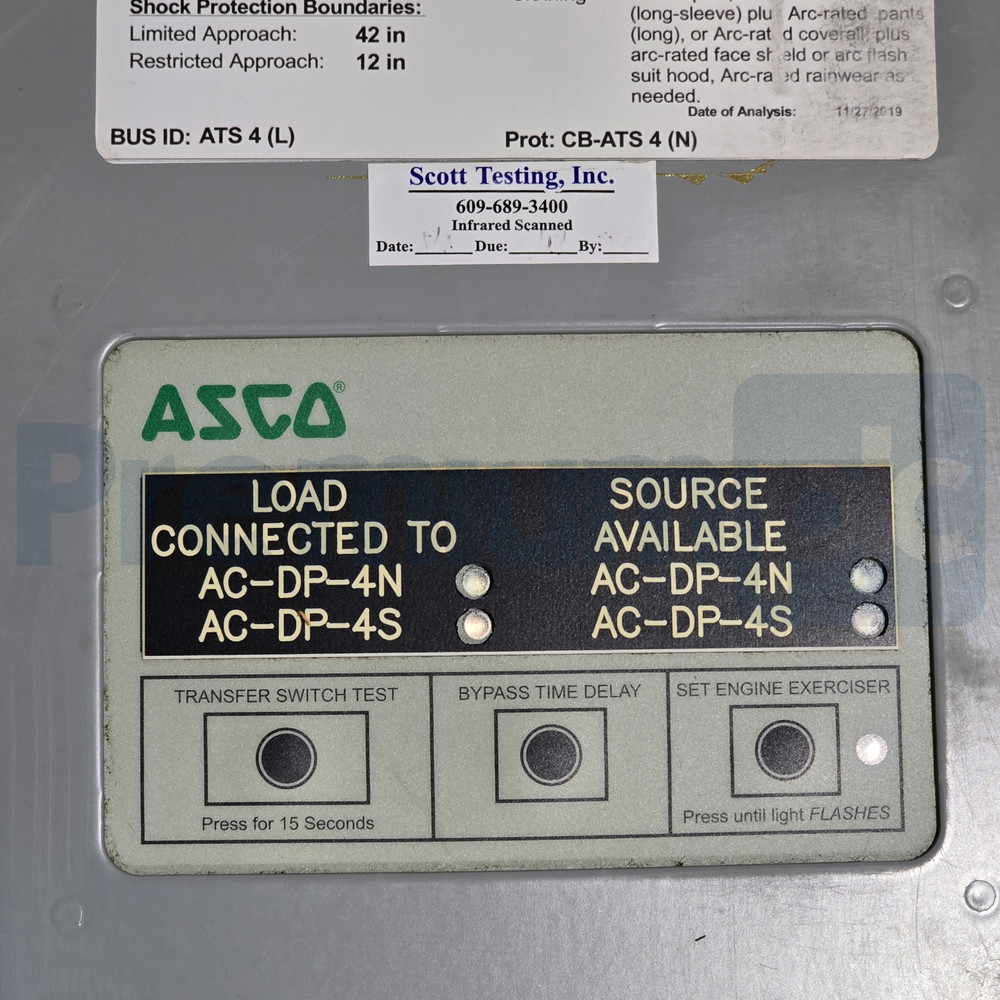 ASCO Series 300 Automatic Transfer Switch (ATS) 400A 480V E00300030400N10C NEW