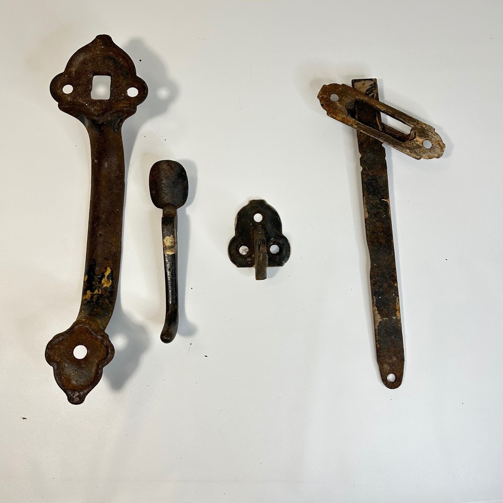 Antique Cast Iron Thumb Latch Door Handle Set Rustic Primitive Gate Hardware