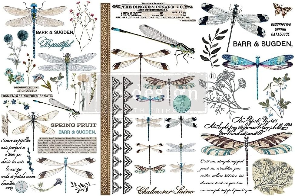 Redesign with Small Spring Dragonfly Rub-Ons - 6"x12", 3 sheets, Multi