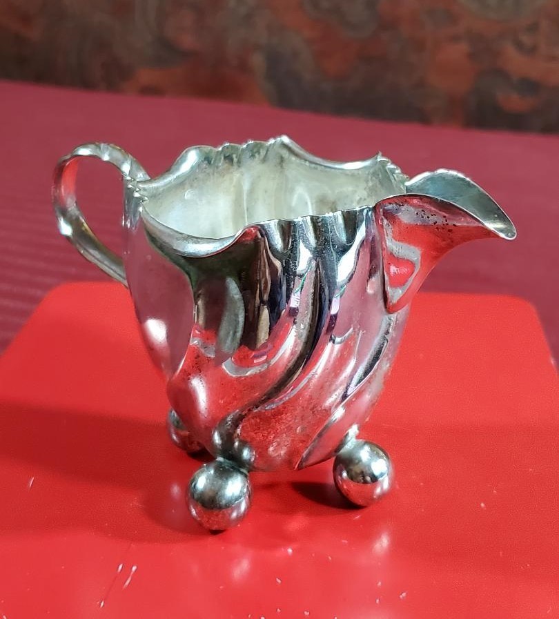 Antq German 800 Silver Pitcher Creamer Swirl Twist Design (unweighted) 90 grams