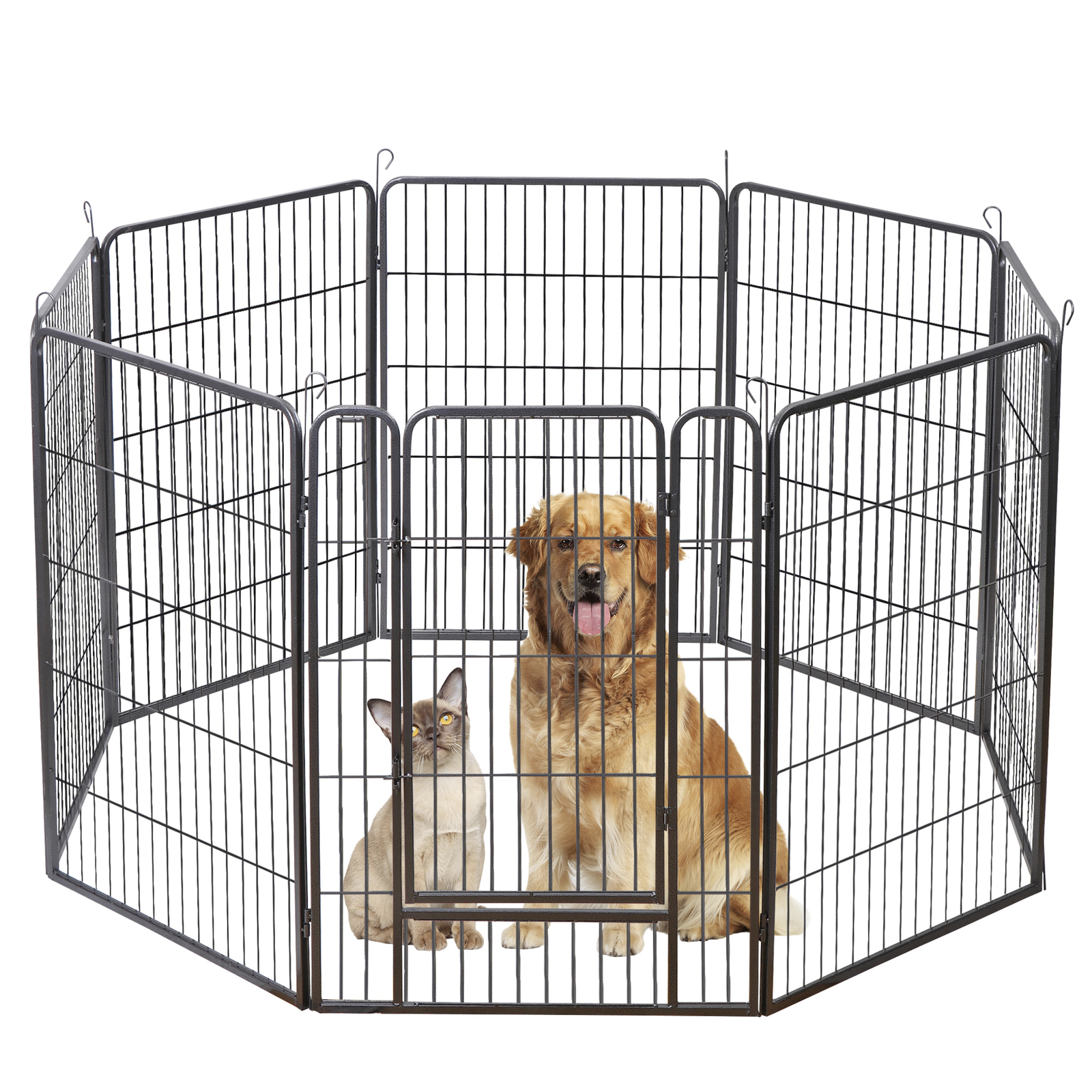 Dog Playpen 40" Height 8 Panels Metal Dog Fence Portable Dog Pen for Yard Black