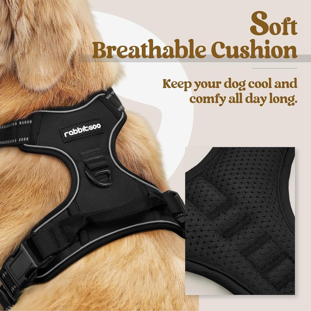 Dog Harness No Pull with 2 Leash Clips, Adjustable Soft Padded, Reflective Oxfor