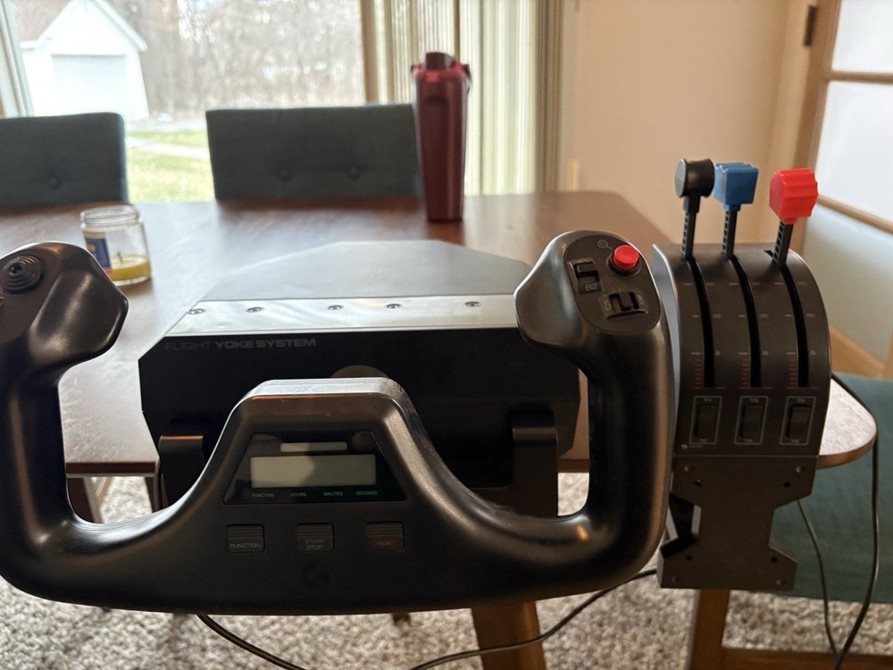 Logitech Flight Yoke System Simulator Controller & Throttle Quadrant Set