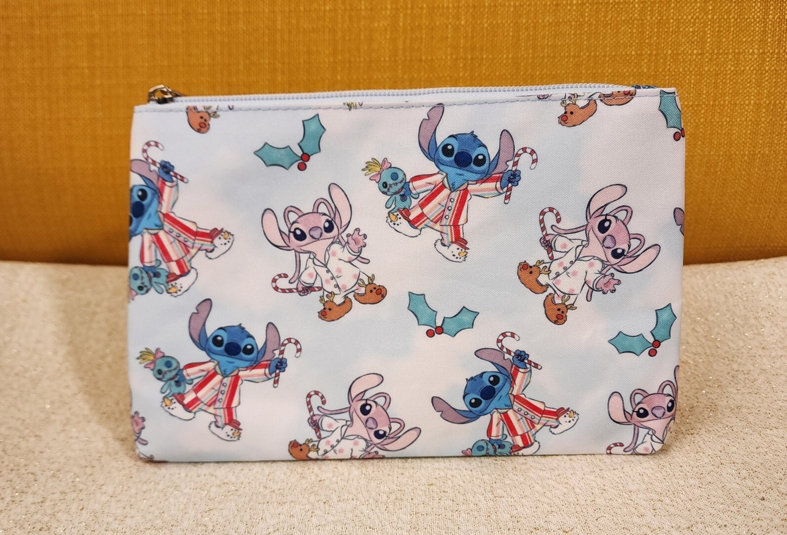 Bioworld Disney Stitch and Angel Holiday PJs Jammies Cosmetic Bag Makeup Pouch