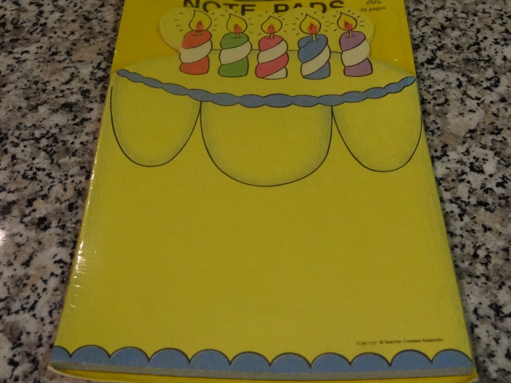 Teacher Created Materials 3 Different Note Pads-Birthday Cake, Seashell, & Bus