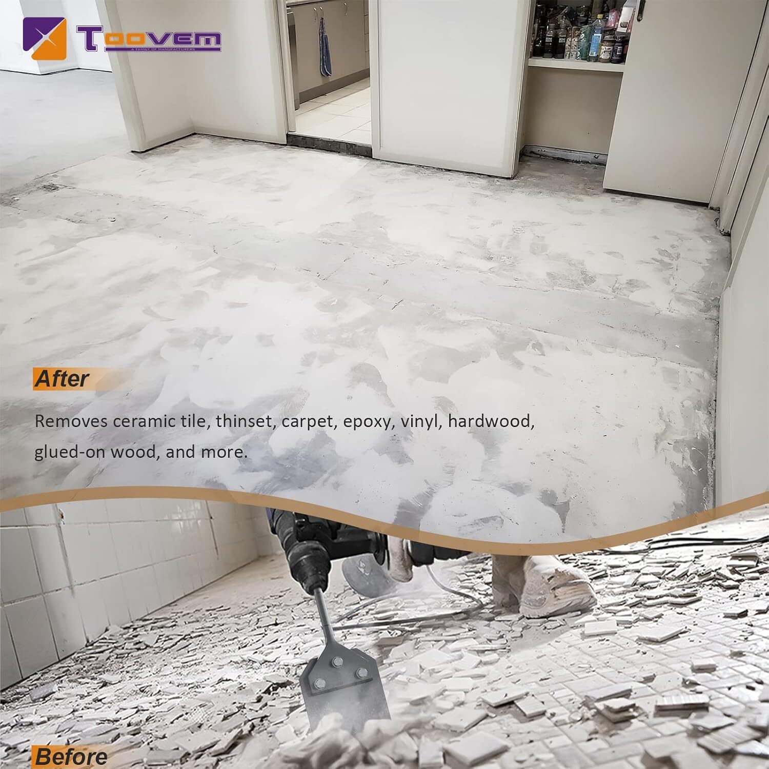 Toovem SDS Plus Floor Scraper with Spare Blades 4"x10'' Tile Removal Chisel Tool