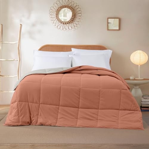 Down Alternative Reversible Comforter Orange Rust/Beige Twin