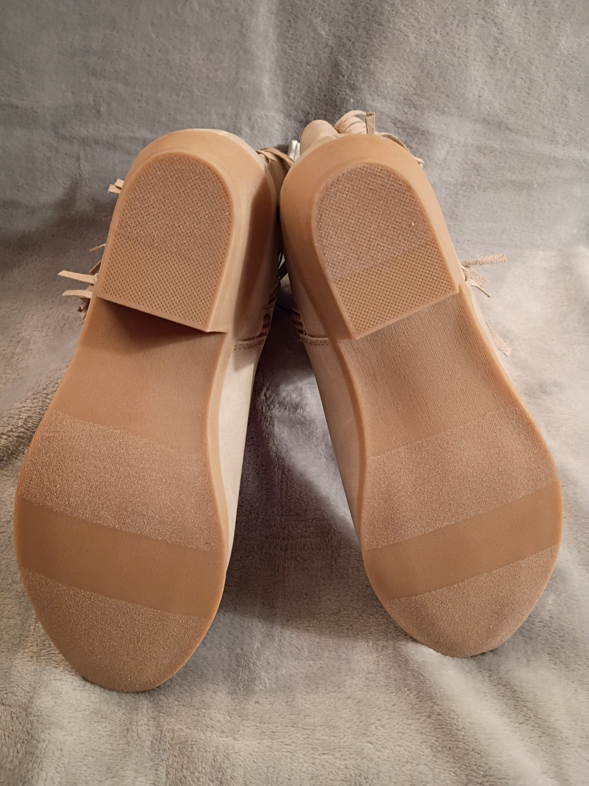 New Justice Western Cowgirl Boots Big Girls Size 4 Tan Embroidered Fringe Riding