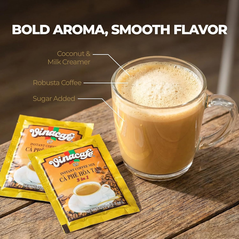 Instant Coffee Packets 3 in 1 Authentic Vietnamese Taste, Balanced Medium Roa...