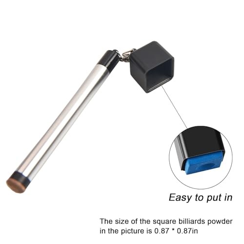 Pool Cue Chalk Holder – 2-in-1 Billiard Accessory with Pool Silver Square