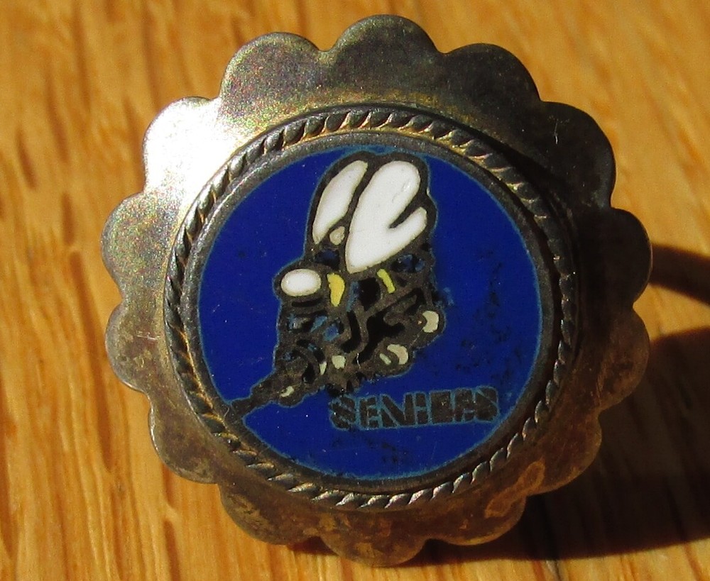 US Navy USN Seabee ring Silver enameled