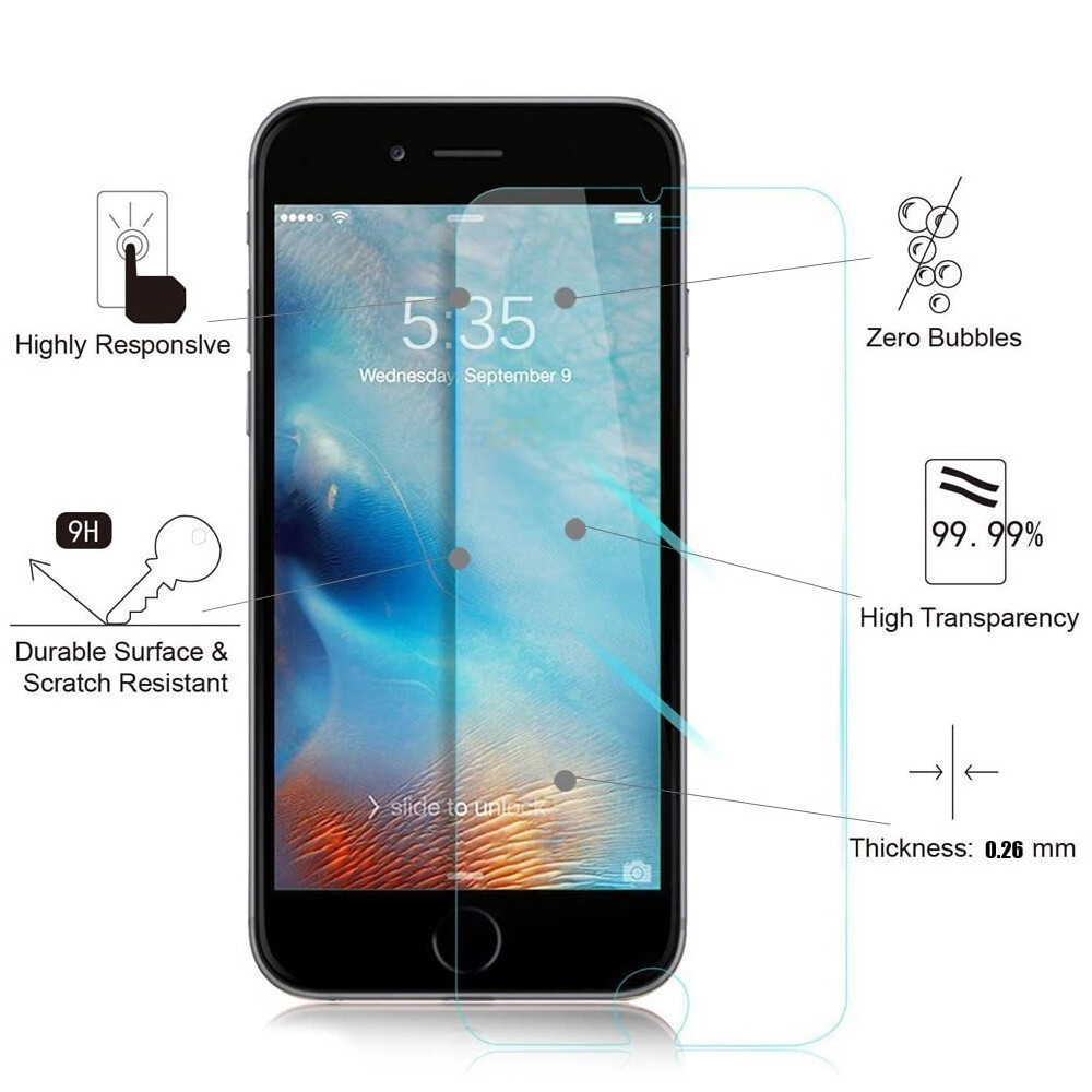3x Pack For iPhone 6 6S 7 8 Plus Premium Tempered Glass Screen Protector