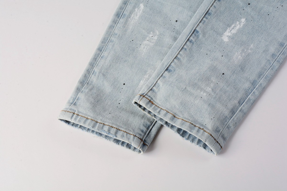 2026 New Purple brand Men's personalized fashion inkjet Blue jeans