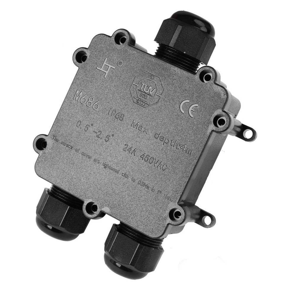 3 Way Electrical Junction Box, IP68 Waterproof 3 Way Cable Connector Lighting...
