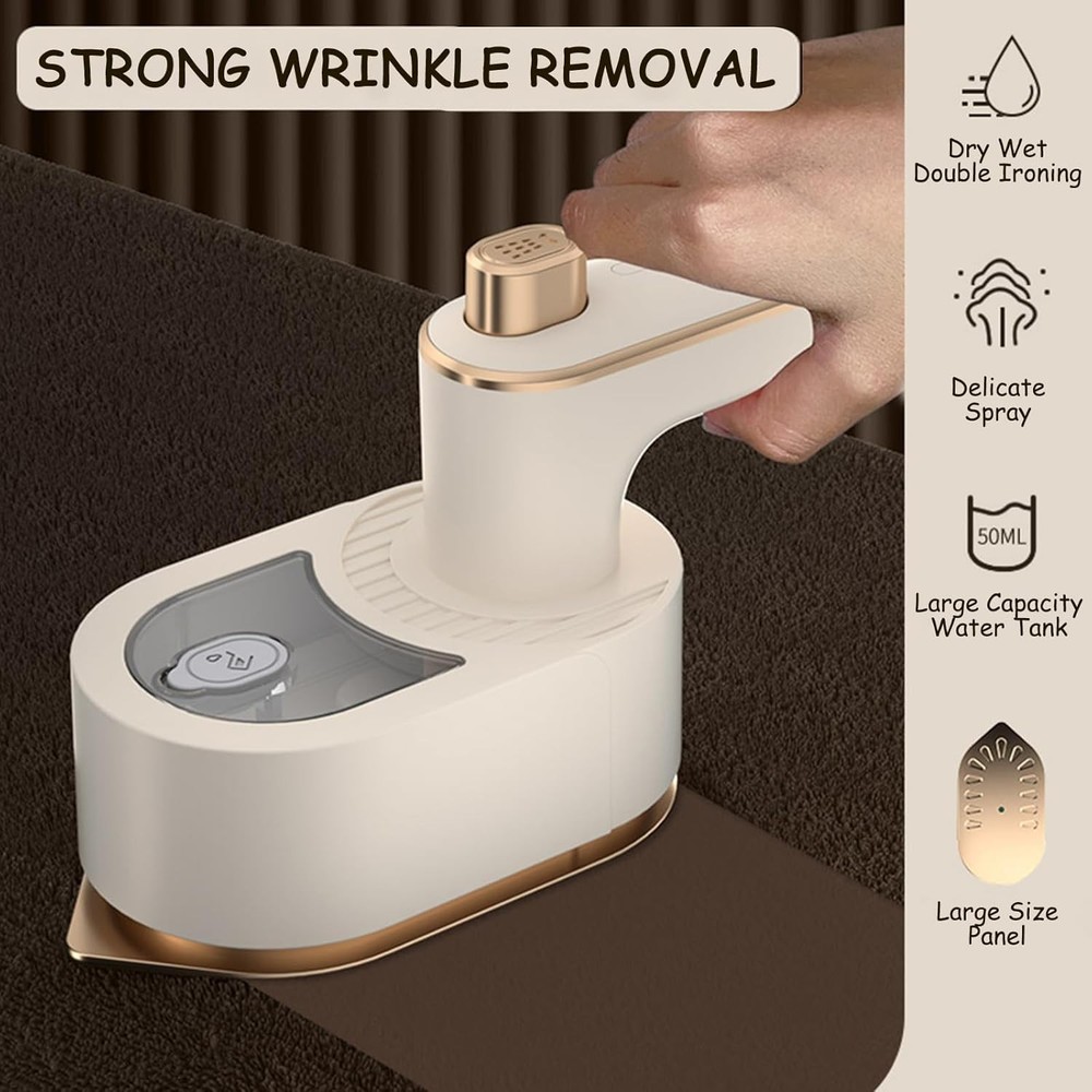 Handheld Electric Iron: White Foldable Style – Perfect for Small Spaces