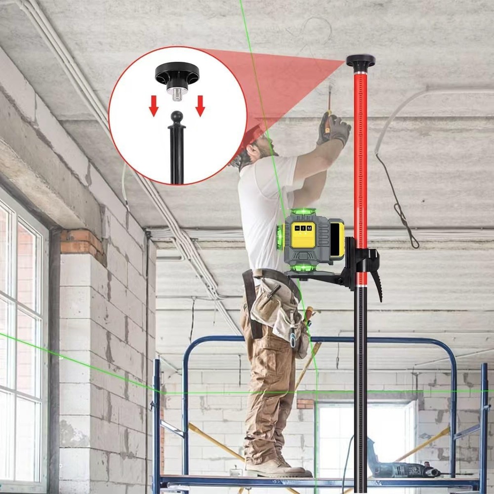 Telescoping Pole, Laser Level Support Pole with Red & Black
