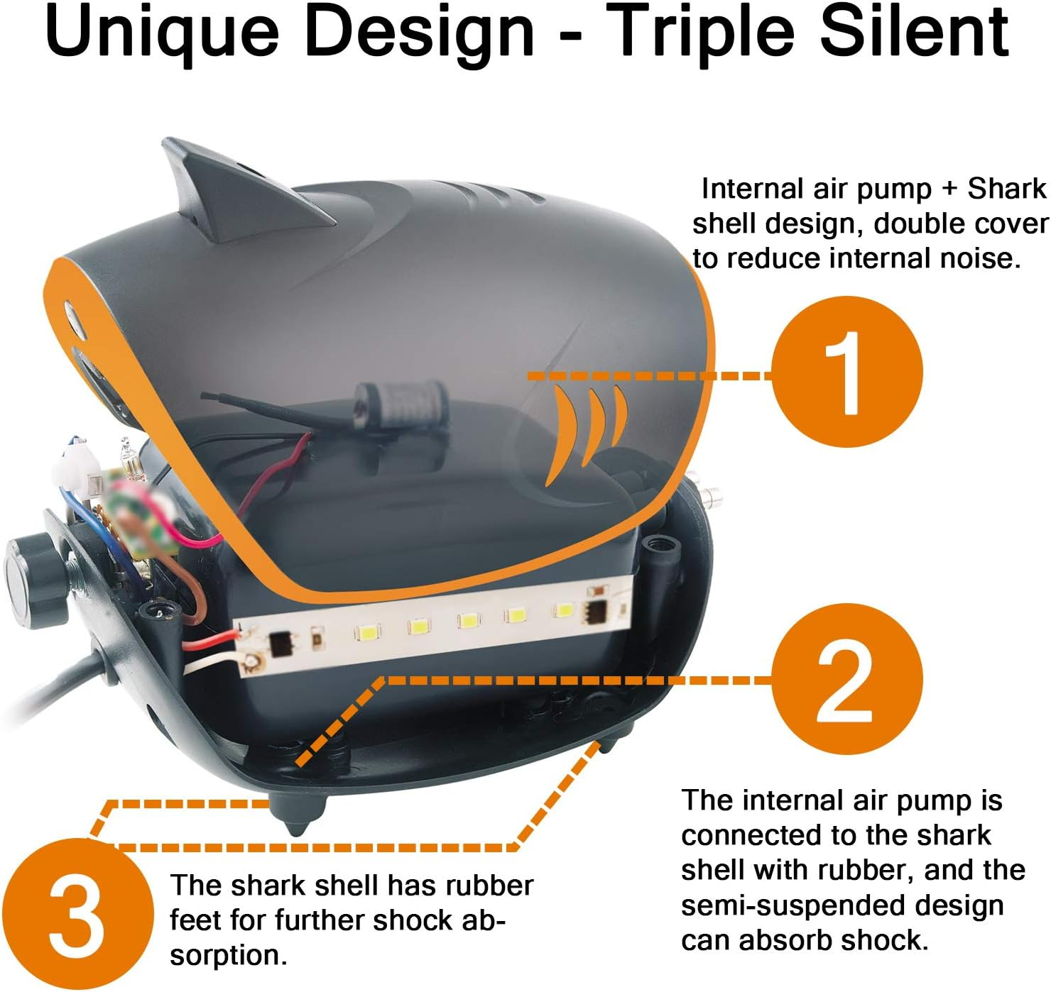 110GPH Powerful Aquarium Air Pump: Quiet 2-Outlets Aquarium Aerator, Adjustable