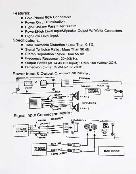 Prostuff AMP-100 300 Watt 2CH Mini Amplifier for Car and Motorcycle