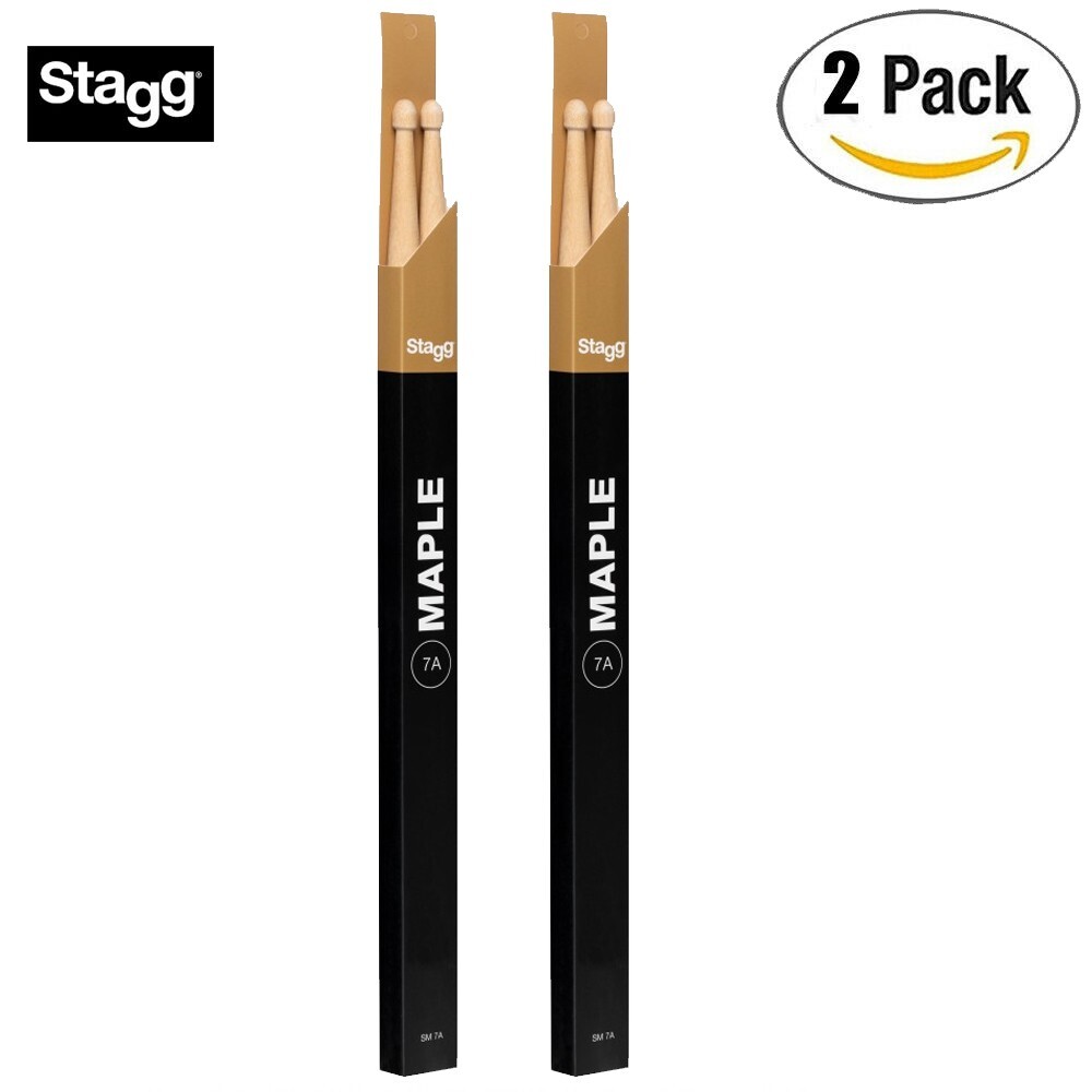 2-PACK Stagg Maple 7A Wooden Tip Drum Sticks SM7A