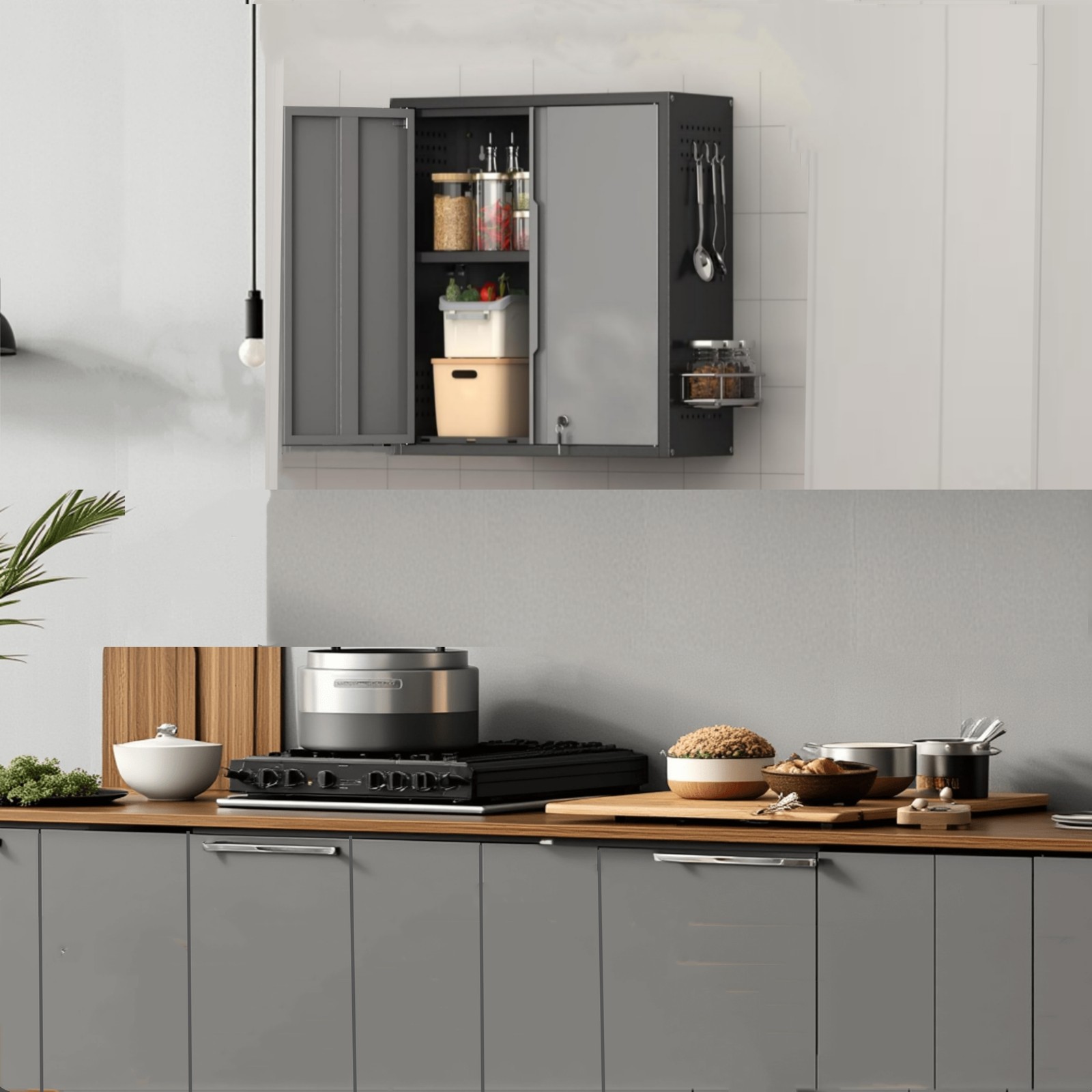 Wall Tool Chest Wall Mounted Tool Box Lockable Tool Storage Cabinet For Garage