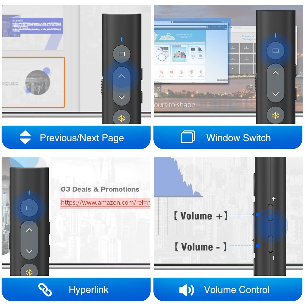 2 in 1 USB Type C Presentation Clicker with Laser Pointer, Wireless Presenter...