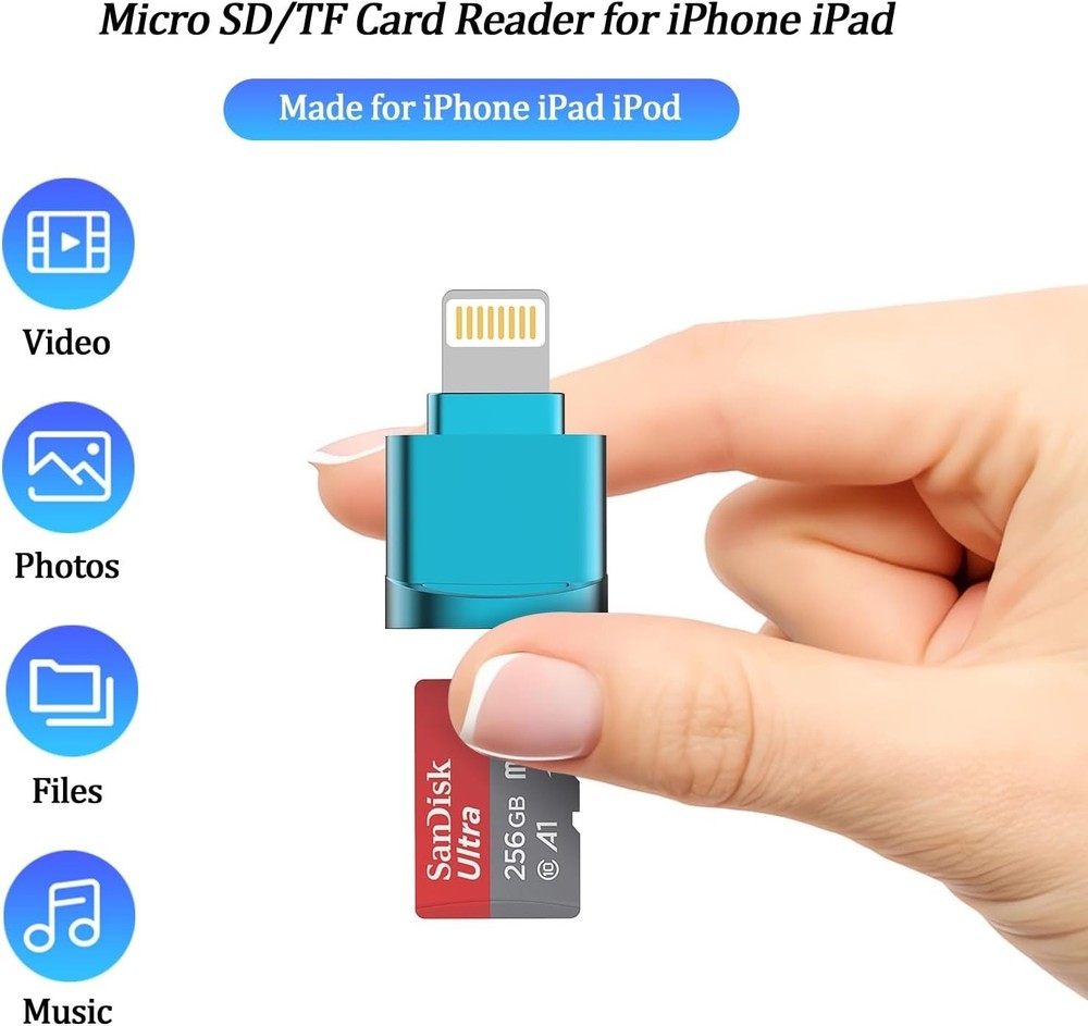 Micro SD Card Reader for Iphone,Lightning to Micro SD/TF Adapter,[Apple Mfi Cert