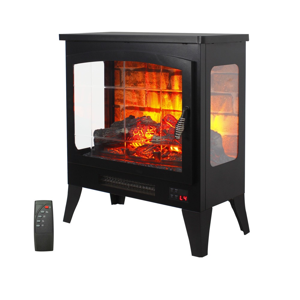 Three-Sided Open Electric Fireplace Heater with 3D Flame Effect