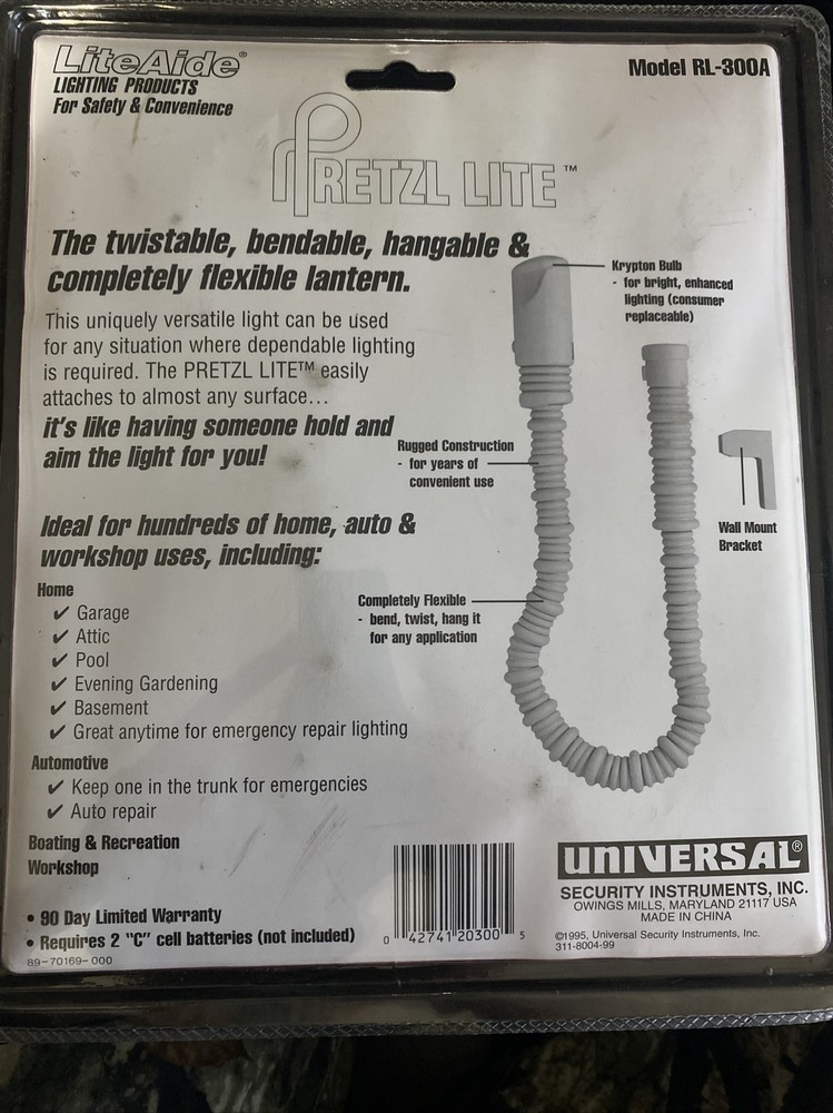 Vintage LiteAide Pretzel Lite Twistable Bendable Hangable Flexible Lantern Light