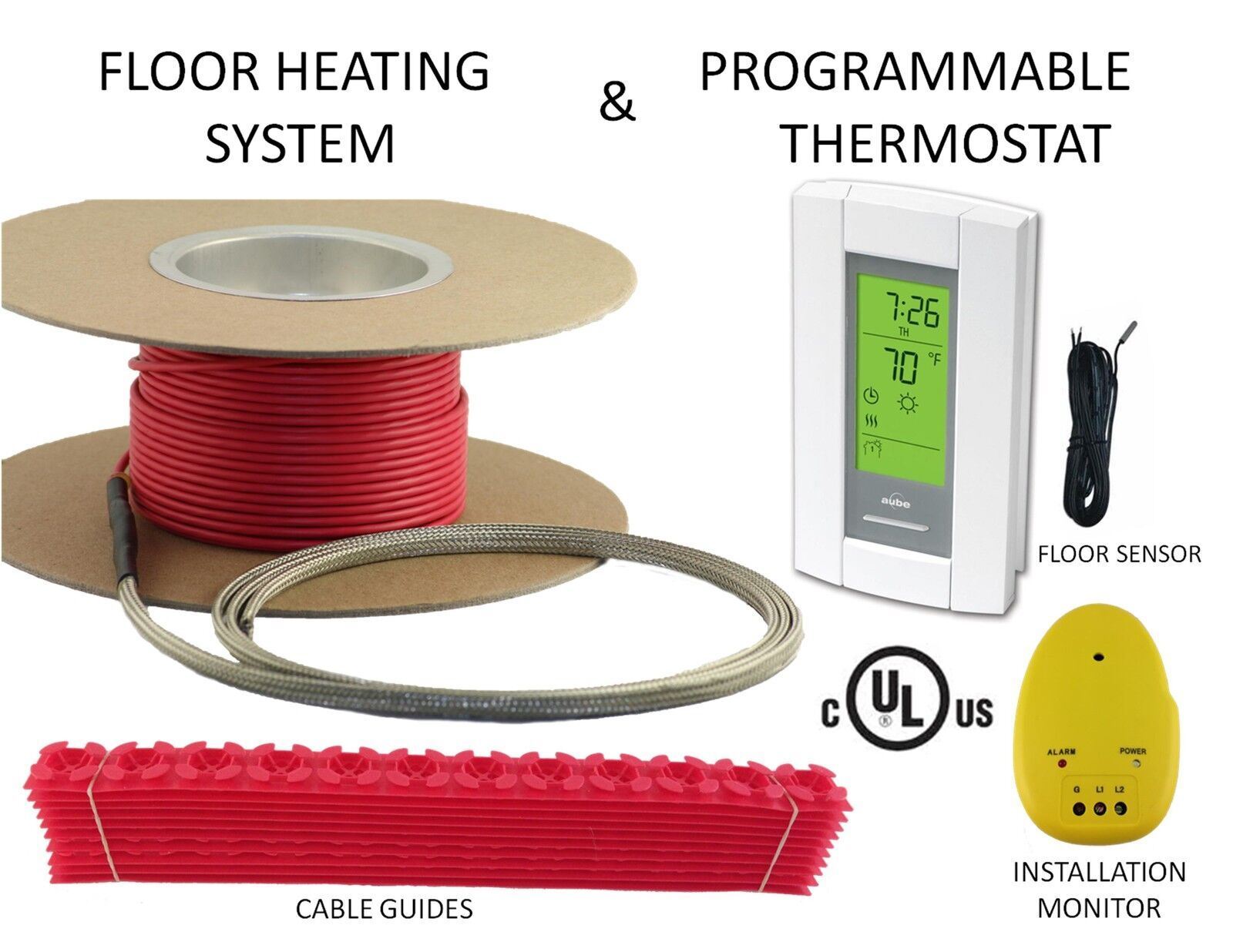 Electric Tile Radiant Warm Floor Heat Heated Kit, 120V, All Sizes Available