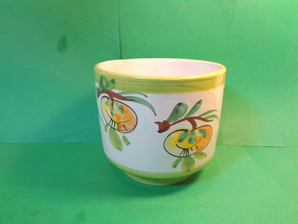 Fruit Pattern 5" Pottery Vase, Italy (Used/EUC)