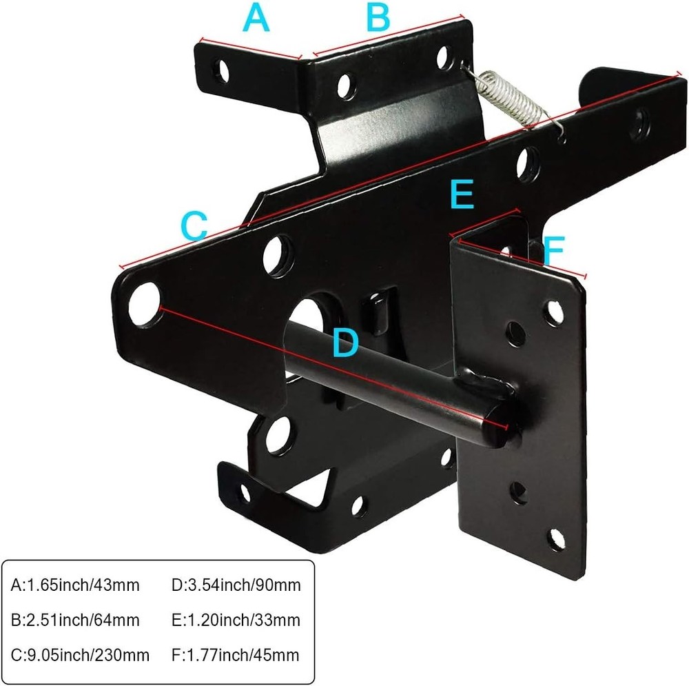 Versatile Black Gate Latch - Automatic Gravity Lock for Backyard & Pool Gates