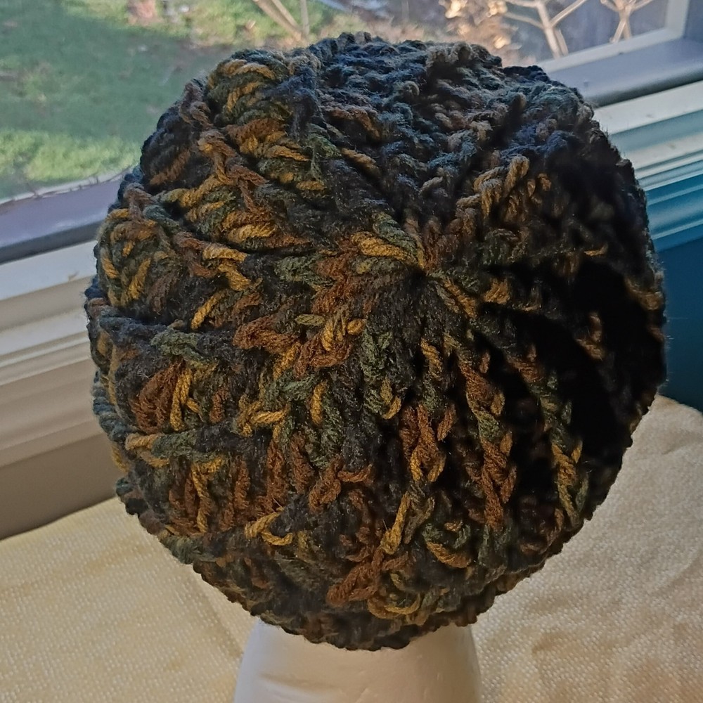 Handmade Chunky Knit Hat Multicolor Earth Tones