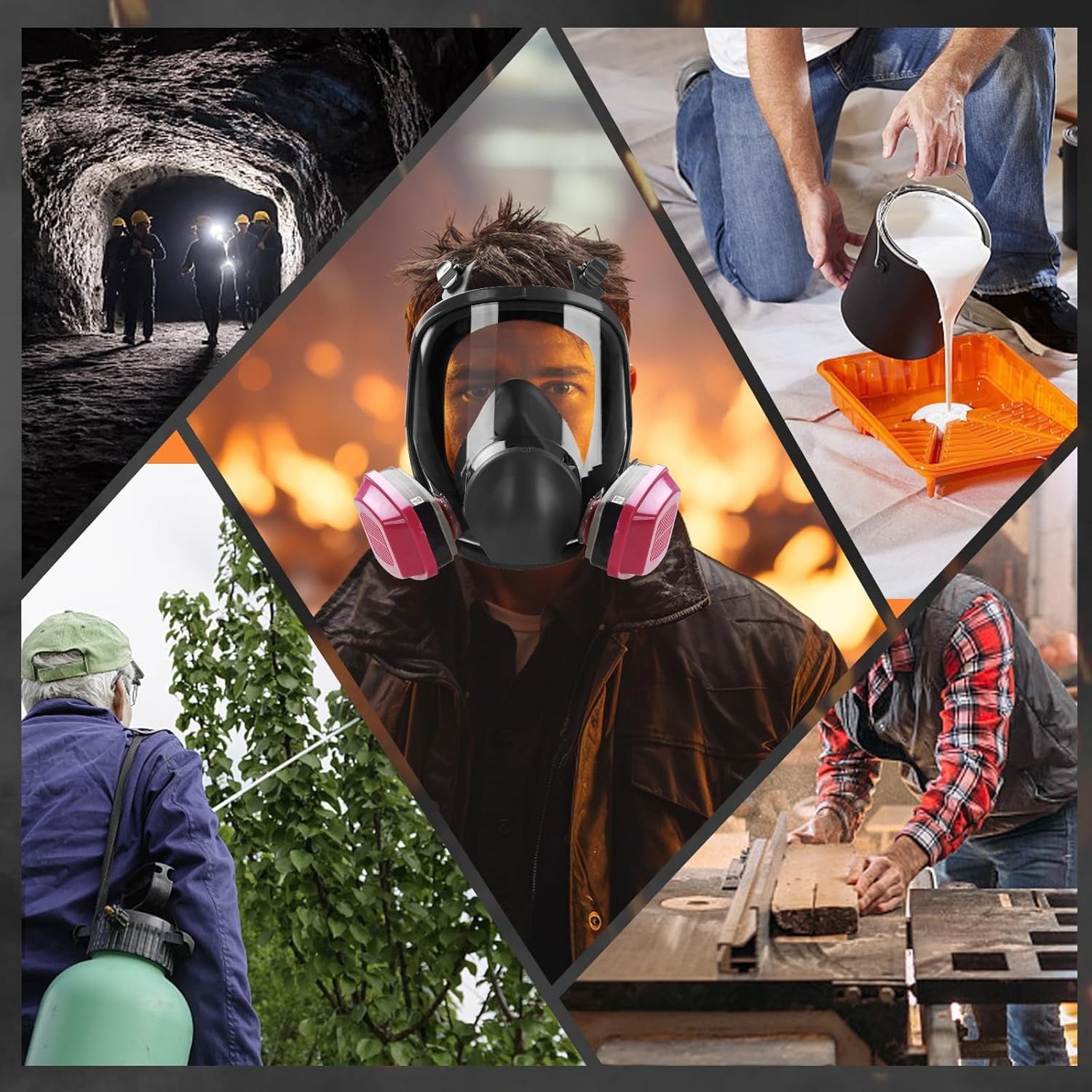 Full Face Gas Mask Painting Spraying Respirator w/Filters for 6800 Facepiece USA