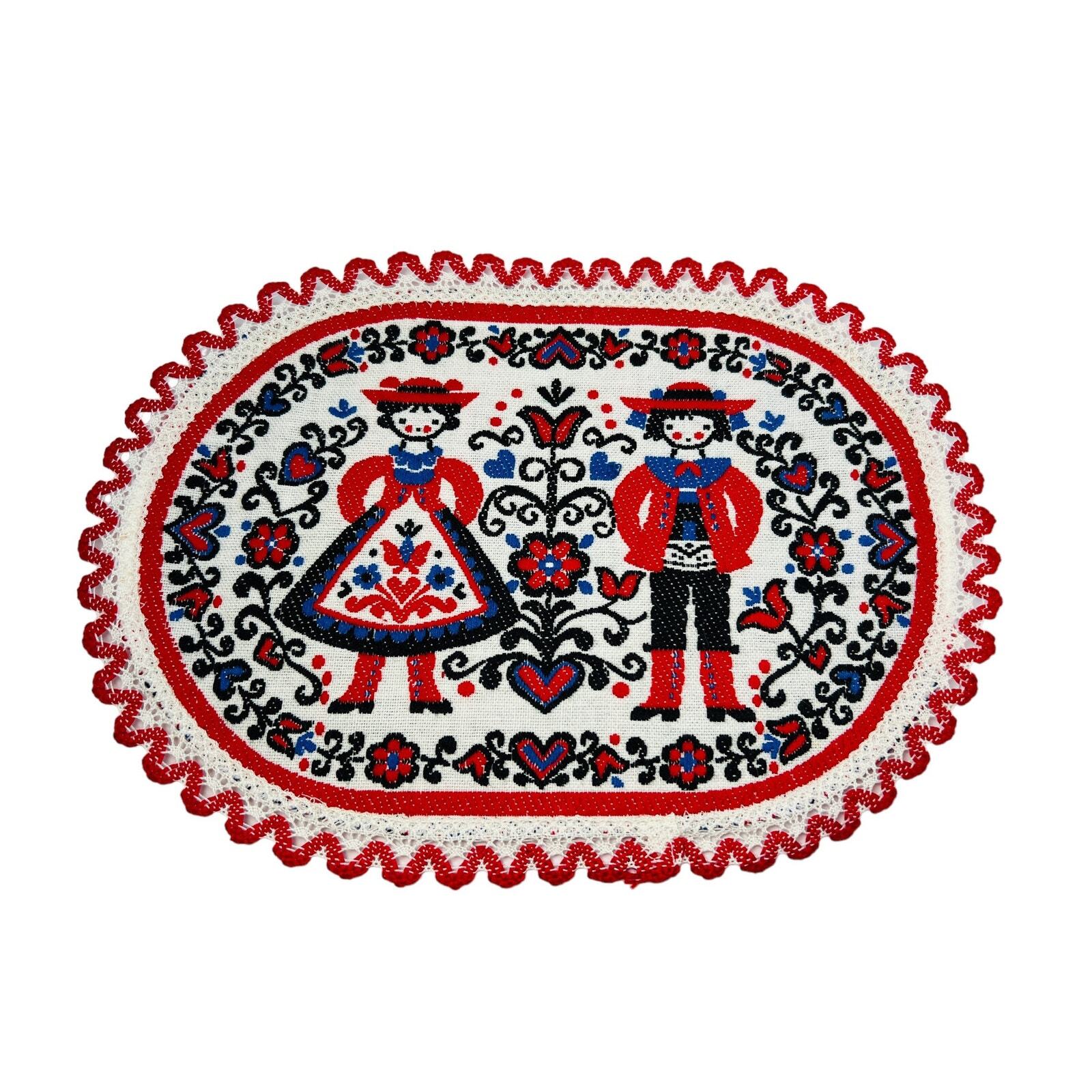 Tiroler Webkunst Embroidered Folk Art Austrian/German Vintage Hot Pad Or Doily