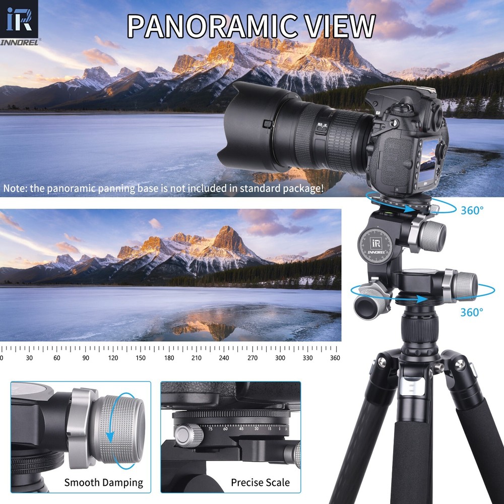 GR5 3-Way Geared Tripod Head with Arca Type QR Plate Millimeter Micro Adjustment