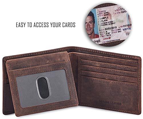 Wallet for Men's RFID Blocking Real Bifold Stylish 2 ID Window Leather COGNAC