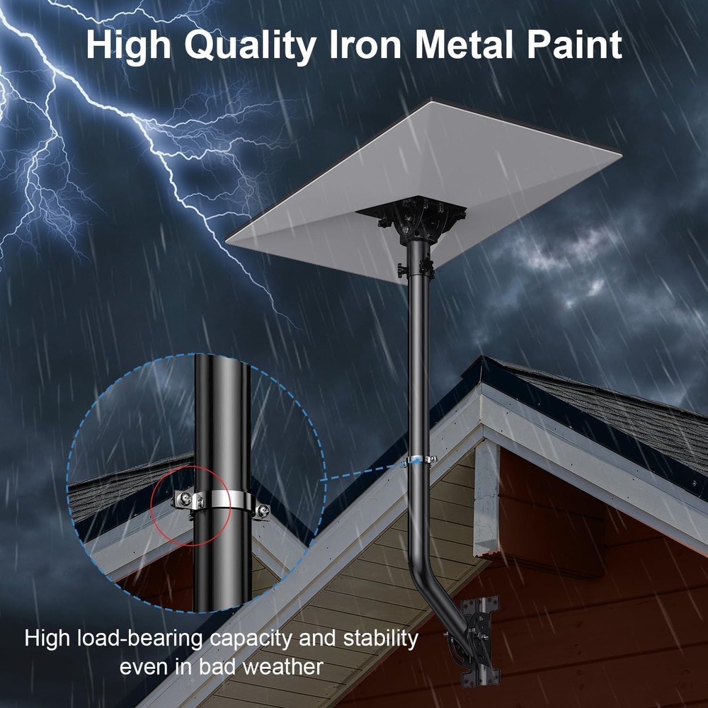 Universal Adjustable TV Antenna Pole Mount, J-Mount Solid Mast 1.38'' x 28'' ...