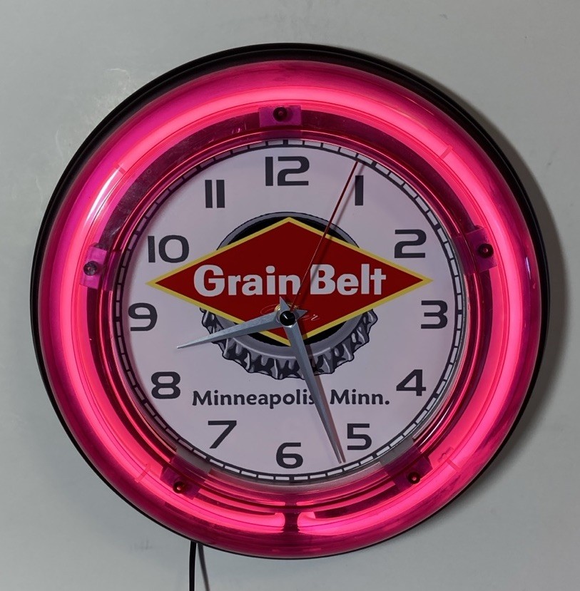 Grainbelt Beer Nostalgic Logo  neon clock