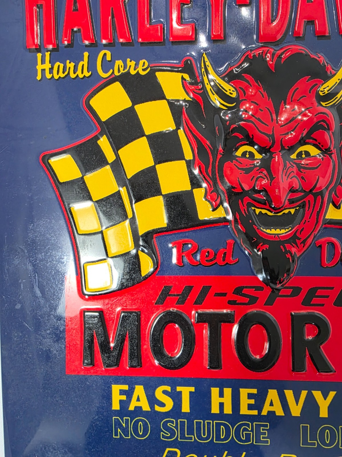 Harley Davidson Red Devil Motor Oil Metal Sign 15" x 13"