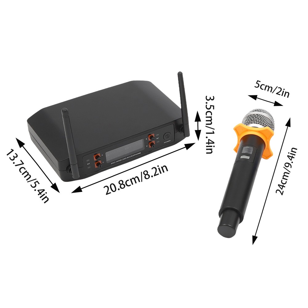 4 Channel Wireless Microphone System Pro Audio UHF Handheld Dynamic Mic Party